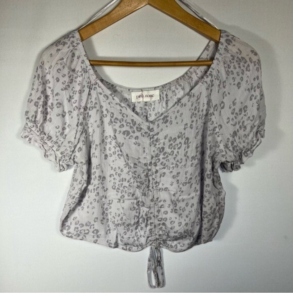 Pink Rose Font tie Adjustable Crop‎ Top Size Medium